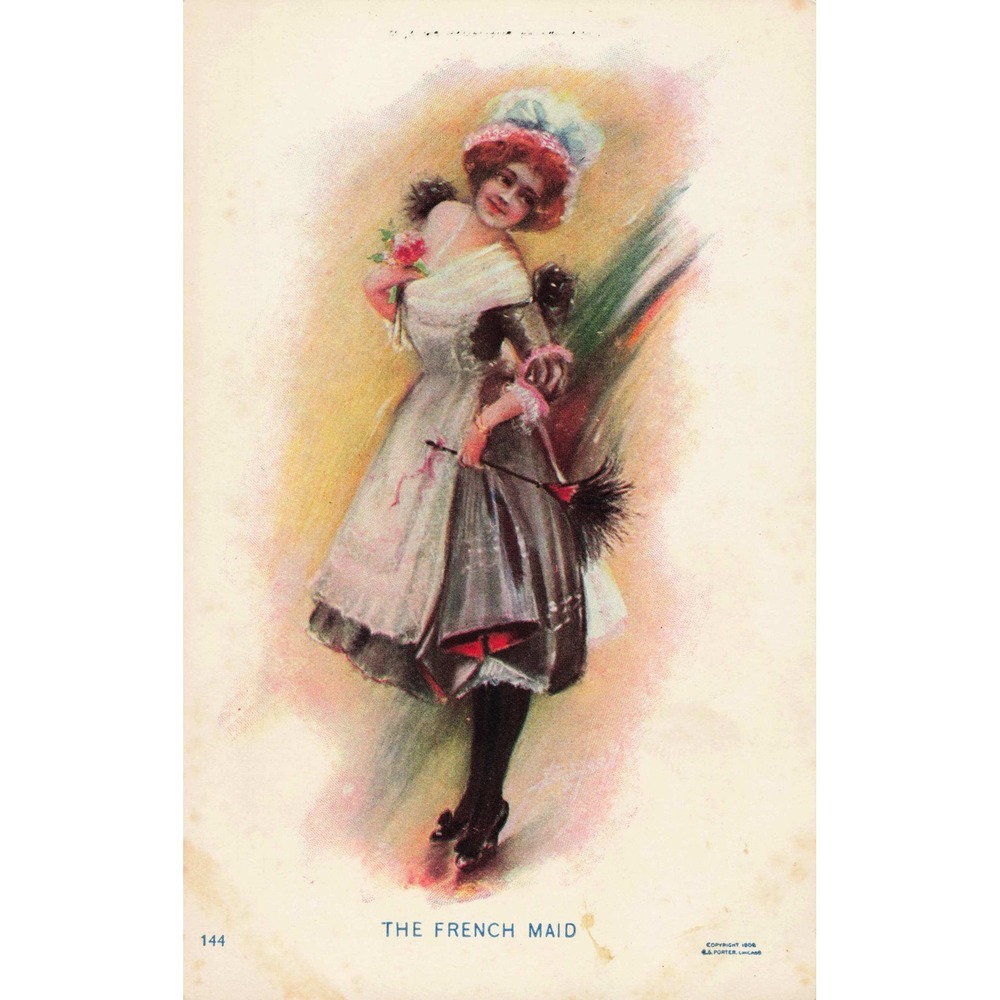 The French Maid Postcard 1908 S. Porter Chicago Antique Divided Back Art 144